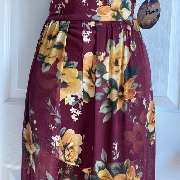 🆕 BeBop Off-Shoulder Romper with Skirt Floral Playsuit Large - Picture 5 of 14